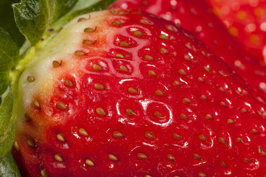  Fresh fruits of red strawberry, close up