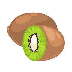 Kiwi Exotic Fruit Whole and Half. Edible Berry