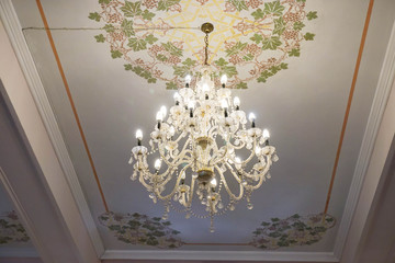 close up luxury glow chandelier