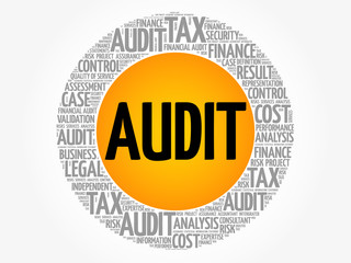 AUDIT word cloud collage, business concept background