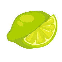 Lime Exotic Fruit Isolated on White. Green Lemon Slice