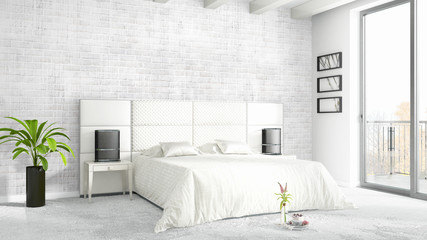 Modern bright interior . 3D rendering