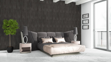 Modern bright interior . 3D rendering