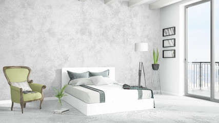 Modern bright interior . 3D rendering
