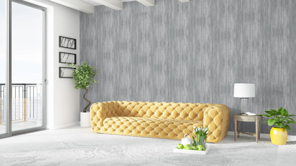 Modern bright interior . 3D rendering