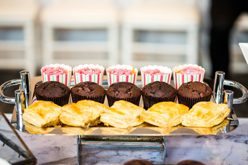 Fototapeta premium Snacks on the coffee table in the party.