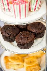 Snacks on the coffee table in the party.