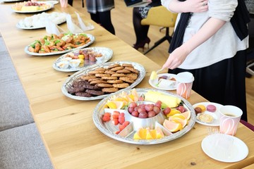 Food platters on table