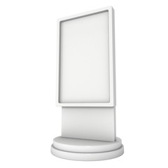 LCD Screen Stand. Blank Trade Show Booth. 3d render of lcd screen isolated on white background. High Resolution. Ad template for your expo design.