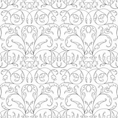 Damask seamless floral pattern black background