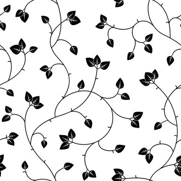 seamless abstract black leaves background isolated