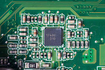 Close-up of electronic circuit board.