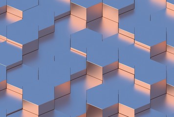 Copper Hexagon Background Texture. 3d render