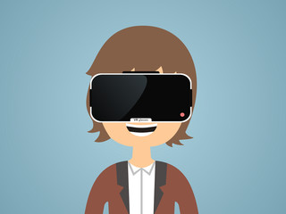 man with glasses of virtual reality