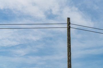 Power line on concrete pole