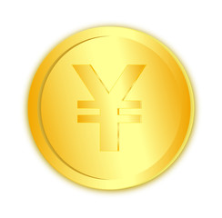 Yen currency sign on gold