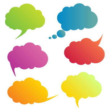 vector isolated colorful big speech bubbles set