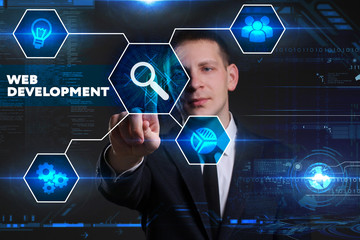 Business, Technology, Internet and network concept. Young busine