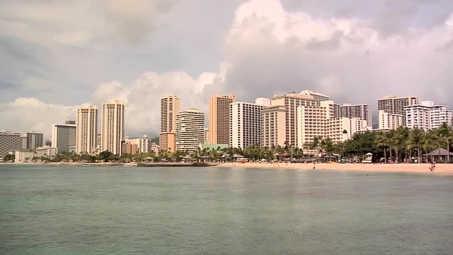 Waikiki Beach with Hotel Row, Honolulu, Hawaii