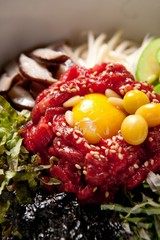 Korean-style raw beef bibimbap