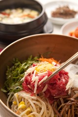 Korean-style raw beef bibimbap