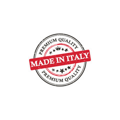 Fototapeta na wymiar Made in Italy, Premium Quality grunge printable label / stamp / sticker. CMYK colors used.