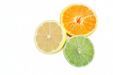 Fototapeta na wymiar Fresh Citrus Fruit on White Background
