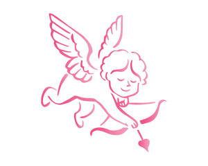 Romantic Pink Cupid Valentine Silhouette Symbol