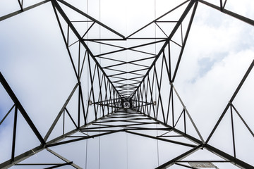 Bottom view of a electricity tower