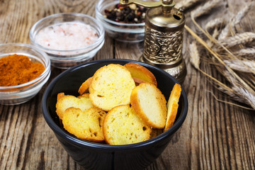 Crispy fried slices of bread