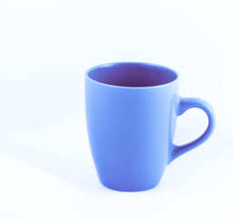 blue cup on white background