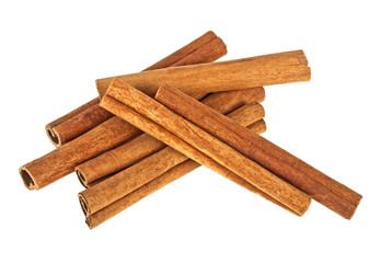 Cinnamon sticks on white background