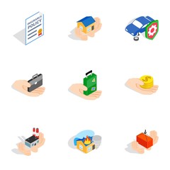 Safeguard icons, isometric 3d style
