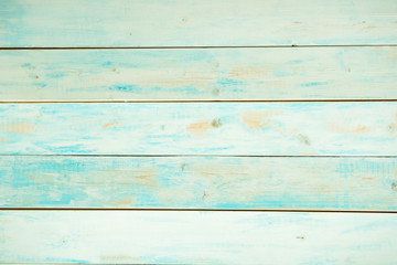 Background. Rustic turquoise blue wooden planks horizontally. Copy space