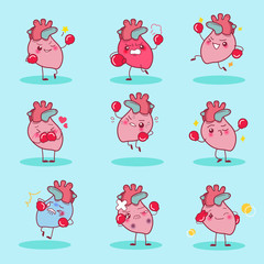 cartoon heart wear boxing