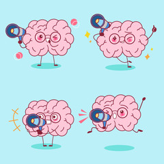 cute cartoon brain take microphone
