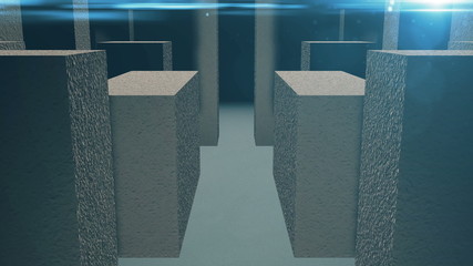Entrance to the stone maze. 3D rendered