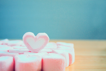 pink heart shape marshmallow for valentines background