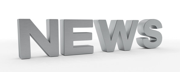 3d Text Fake News in gebürstetes Metall auf weißen Hintergrund