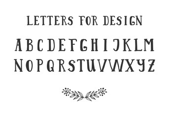 Serif hand drawn font. Vector. Isolated