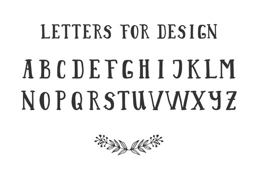 Serif hand drawn font. Vector. Isolated