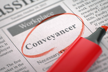 Obraz premium Conveyancer Hiring Now. 3D.