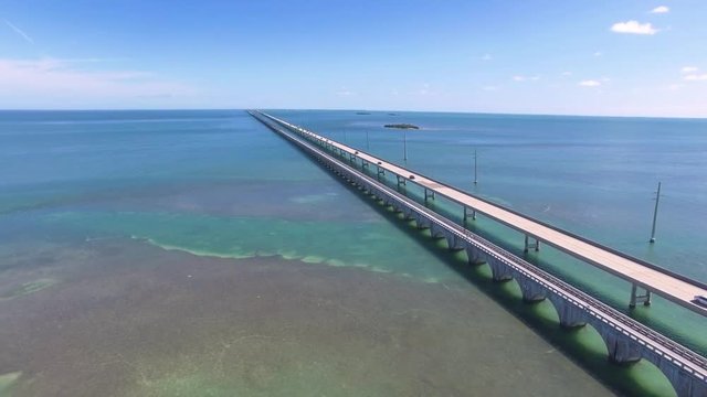 Aerial view along the seven mile bridge of US1 to the florida keys