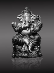 Black and white of Ganesh Elephant god statue. Lord of Success