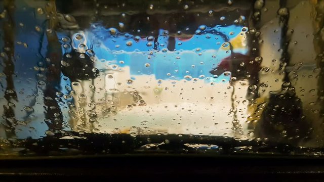 Inside the car wash.