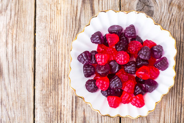Chewing marmalade jelly candies with berry flavor
