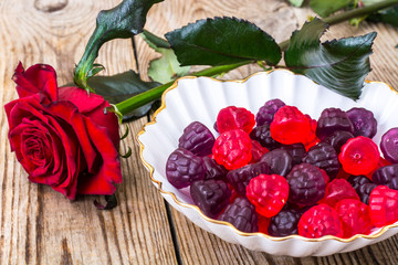 Chewing marmalade jelly candies with berry flavor
