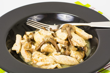 Meat stew with pickled mushrooms