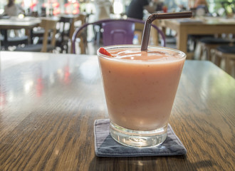 Healthy organic food. Strawberry fruit drink smoothie