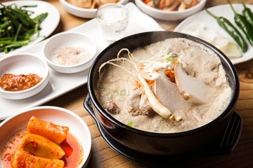 perilla seeds chicken soup.  deulkkae samgyetang